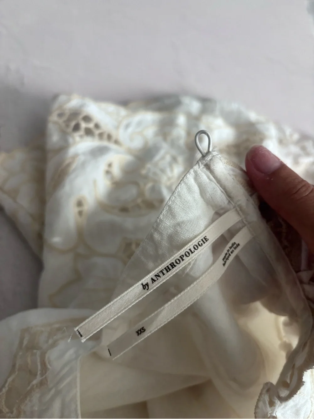 Anthropologie Long-Sleeve Lace Cutwork Blouse